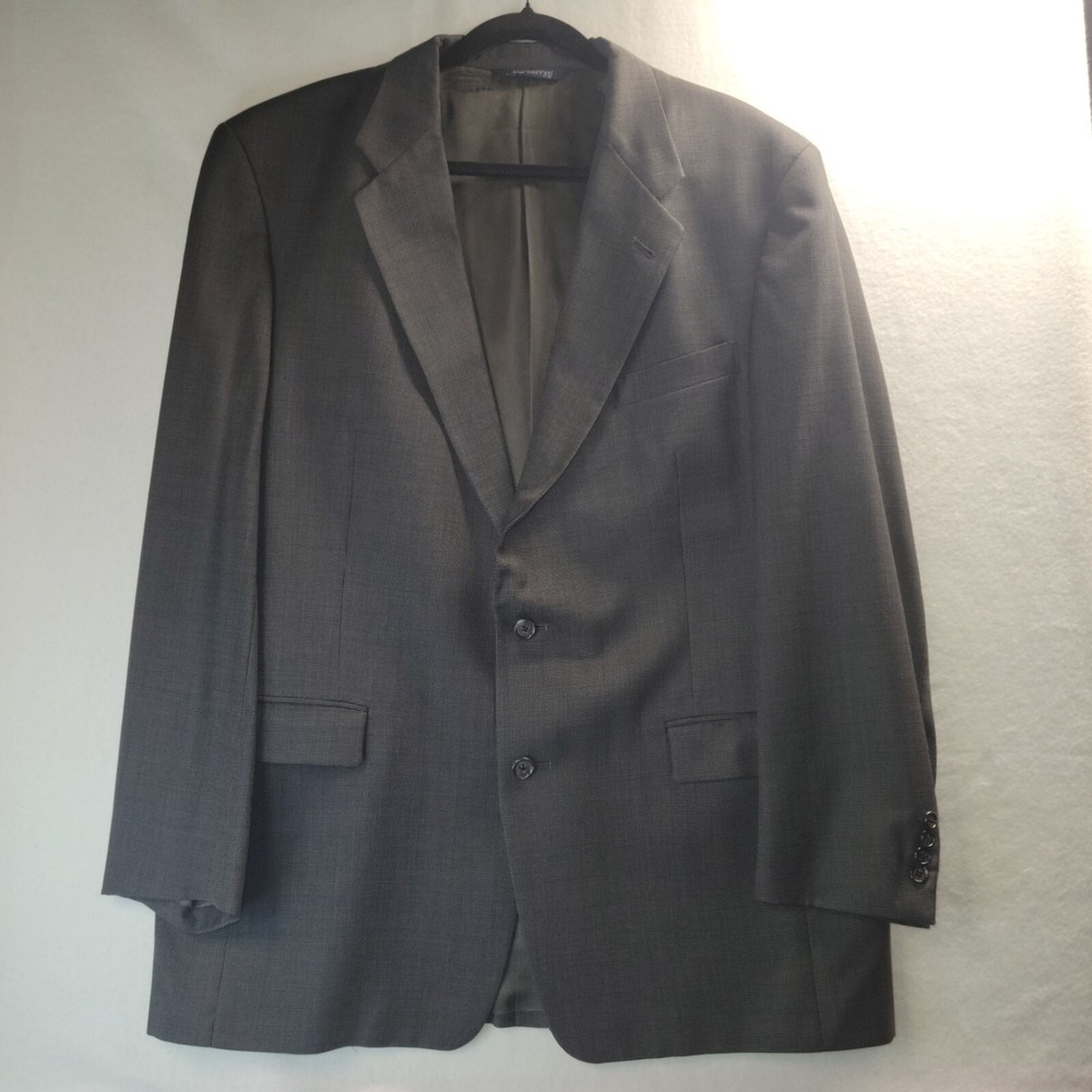 Burberrys Men's Vtg Wool 2-Button Suit Gray Windowpane Houndstooth 43L Designer
